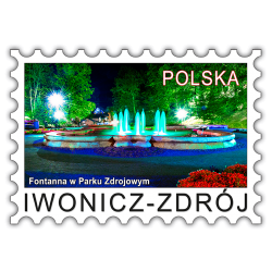 Magnes Znaczek Iwonicz-Zdrój nocą - Fontanna w Parku Zdrojowym